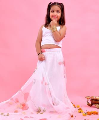 White printed organza lehenga set 2