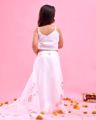 White printed organza lehenga set 4
