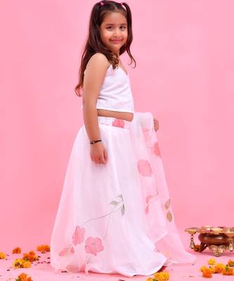 White printed organza lehenga set 5