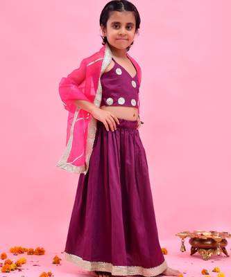 Purple printed cotton silk lehenga set 2
