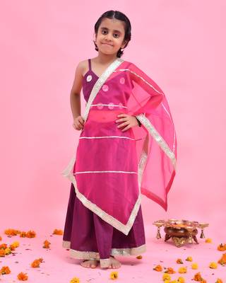 Purple printed cotton silk lehenga set 5