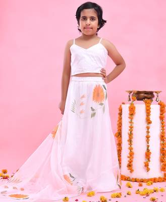 White printed organza lehenga set 2