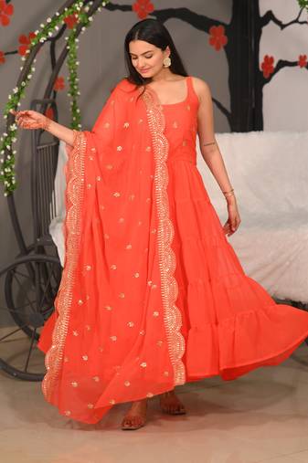 Designer georgette gown with  sequence embroidered work