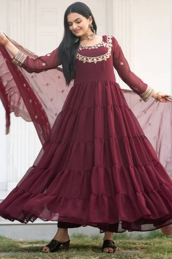 Designer georgette gown with  sequence embroidered work