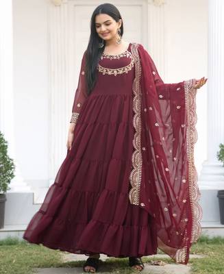 Designer georgette gown with  sequence embroidered work 2