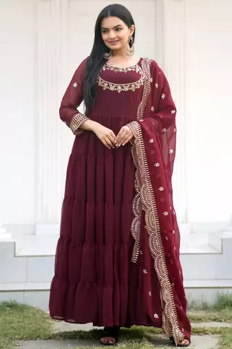 Designer georgette gown with  sequence embroidered work