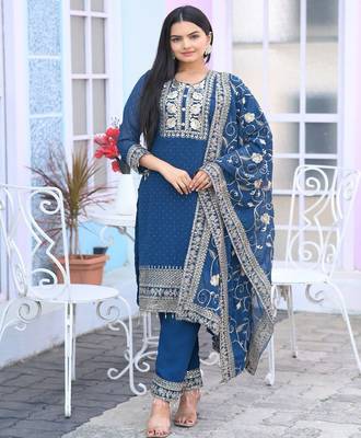 designer fox georgette suit with  embroidered work and stone work 1