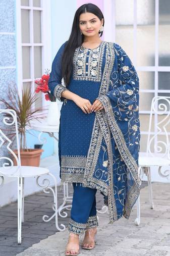 designer fox georgette suit with  embroidered work and stone work