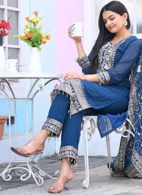 designer fox georgette suit with  embroidered work and stone work 2