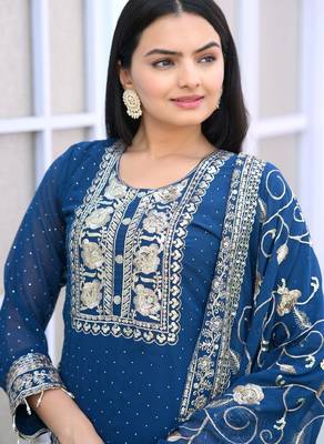 designer fox georgette suit with  embroidered work and stone work 3
