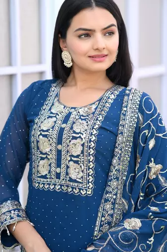 designer fox georgette suit with  embroidered work and stone work