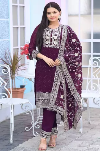 designer fox georgette suit with  embroidered work and stone work