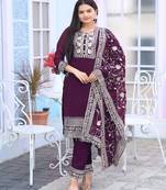 designer fox georgette suit with  embroidered work and stone work