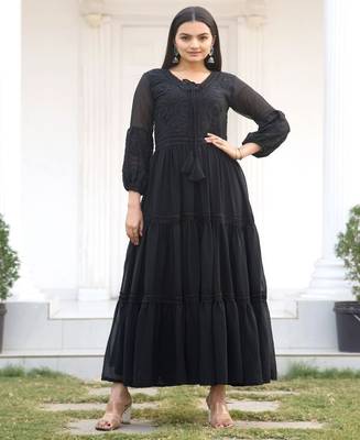 designer fox georgette gown with  embroidered work 3