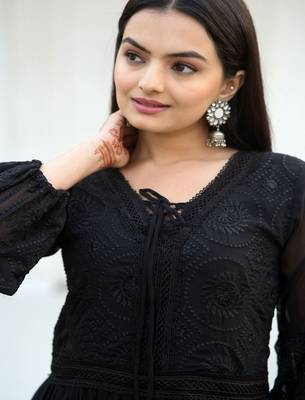designer fox georgette gown with  embroidered work 4