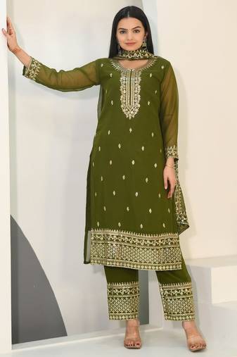 Designer fox georgette suit with  embroidered work