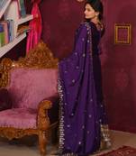 Designer chinon suit with sequence embroidered work