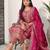 Designer chinon suit with coding sequence embroidered work