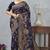 navy blue sequin zari resham embroidered banarasi silk saree
