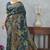 teal blue sequin zari resham embroidered banarasi silk saree