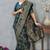 teal blue sequin zari resham embroidered banarasi silk saree