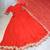 Red Plain With Embroidery Work Border Heavy Gorgette Lehenga With Fully-Stitched Blouse