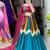 Multicolor All Over Traditional Colorful Kali With embelishments Chinon Lehenga With Fully-Stitched Blouse
