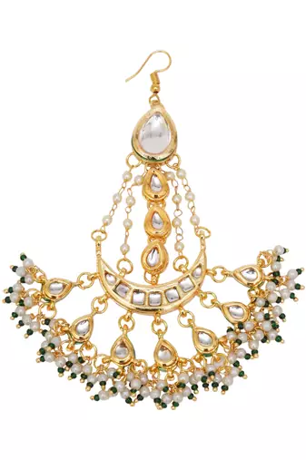 Girls gold-plated kundan studded