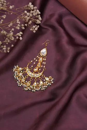 Girls gold-plated kundan studded
