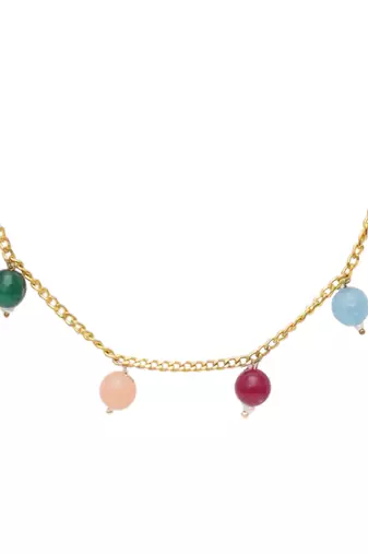 Girls gold-plated artificial beads beaded necklace