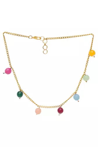 Girls gold-plated artificial beads beaded necklace