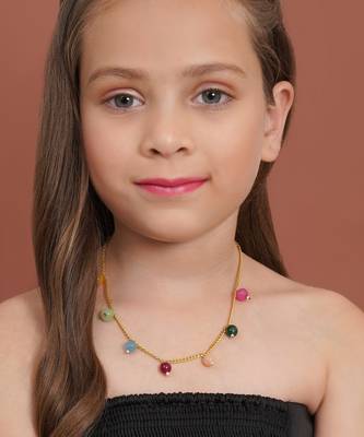 Girls gold-plated artificial beads beaded necklace 4
