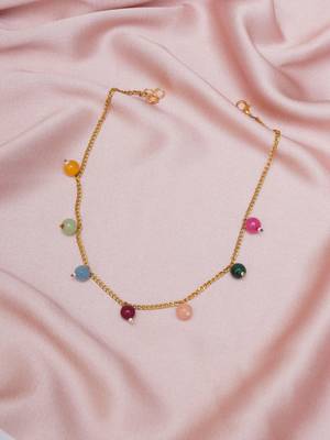 Girls gold-plated artificial beads beaded necklace 1