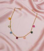 Girls gold-plated artificial beads beaded necklace