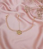Girls gold-plated kundan-studded & beaded layered matha patti