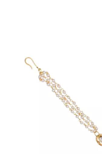 Girls gold-plated kundan-studded & beaded hair chain
