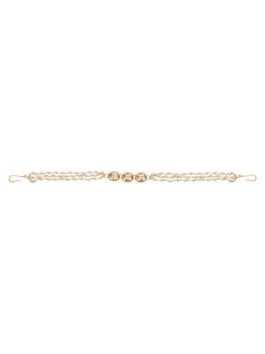 Girls gold-plated kundan-studded & beaded hair chain 1