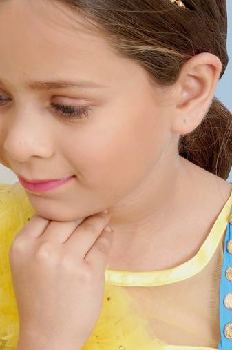 Girls gold-plated kundan-studded & beads-beaded hair chain