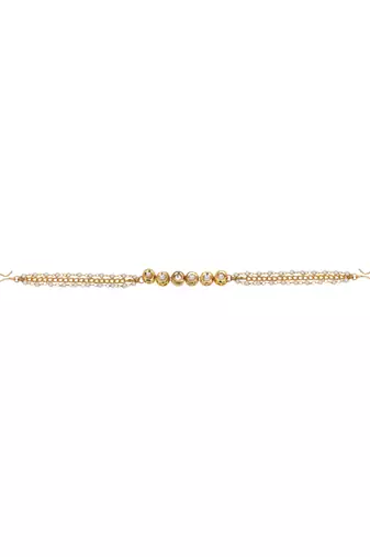 Girls gold-plated kundan-studded & beads-beaded hair chain