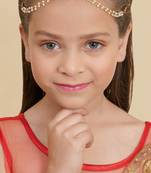 Girls gold-plated kundan studded & beads beaded matha patti