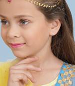 Girls gold-plated kundan-studded & beads beaded layered matha patti