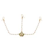 Girls gold-plated kundan-studded & beads beaded layered matha patti
