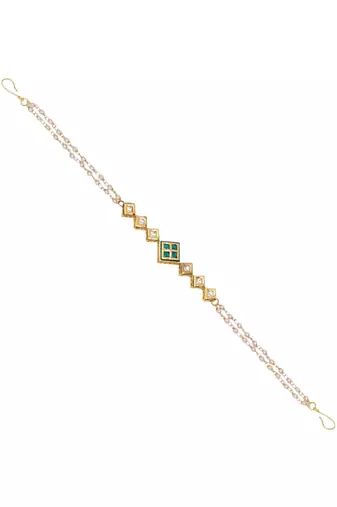 Gold-plated kundan studded hair