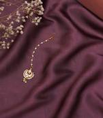 Gold-plated kundan-studded & pearls-beaded maang tikka