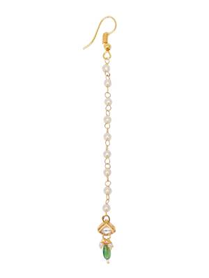 Girls gold-plated kundan studded & beads beaded maang tikka 2