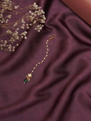 Girls gold-plated kundan studded & beads beaded maang tikka 1