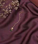 Girls gold-plated kundan studded & beads beaded maang tikka