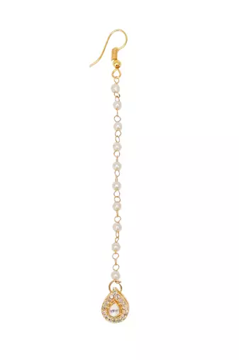 Gold-plated kundan studded maang tikka