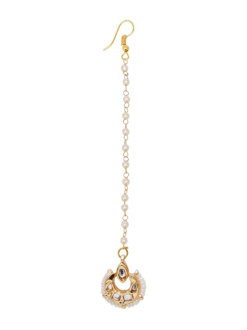  girls gold-plated kundan studded maangtikka