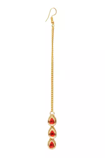 Girls gold-plated kundan studded maangtikka